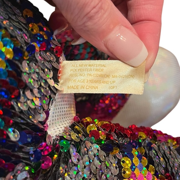 Rainbow/Silver Flip Sequin Unicorn Plush 8.5” x 14” x 17” - Picture 9 of 10